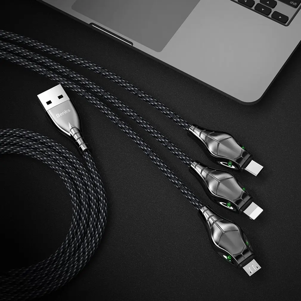 Benks 3 في 1 المصغّر usb نوع C كابل لسامسونج هواوي الهاتف المحمول سريع شحن الأفعى شكل كابل يو اس بي ل فون كابل بيانات