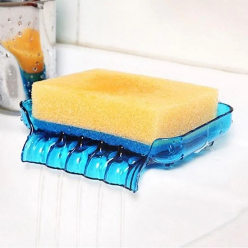 Kitchen Soap Dish Bathroom Water Drainer Soap Box Suction Cup Plastic
