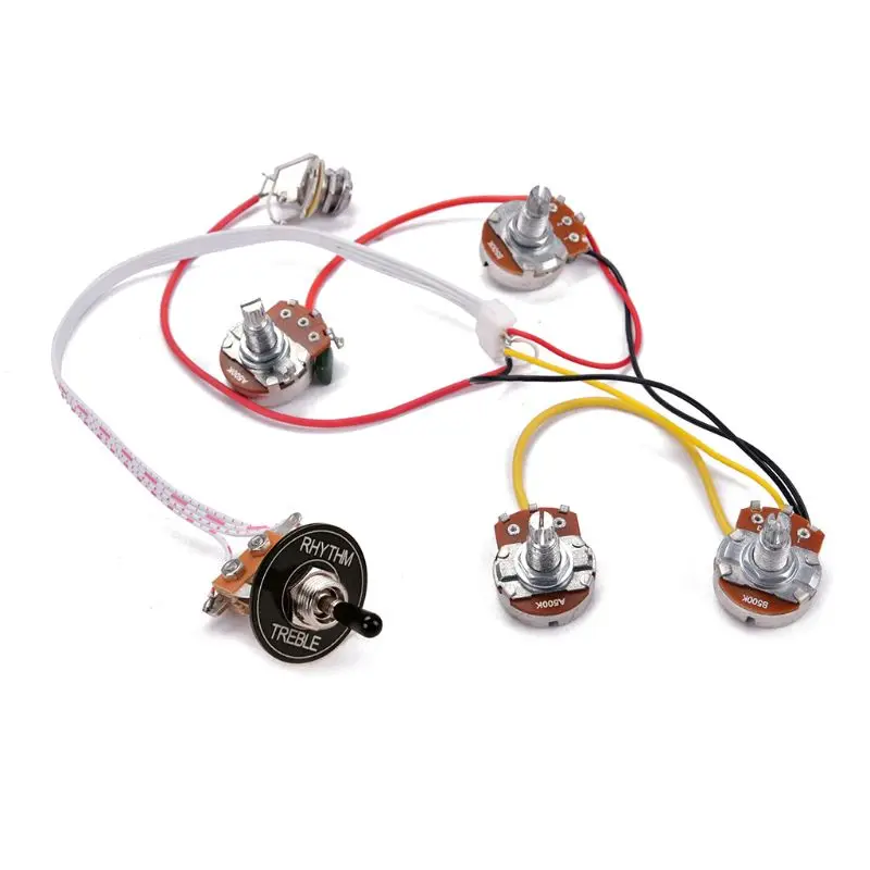 

Guitar Circuit Wiring 2T2V Kit A B 500K Potentiometer 3 Way Toggle Switch For LP Electric
