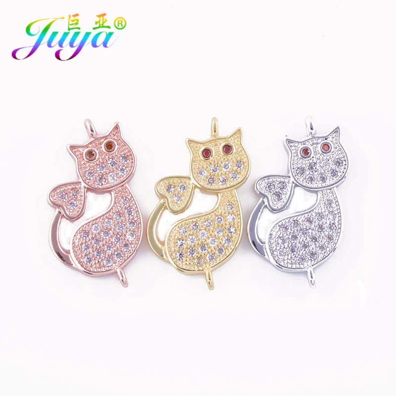 Wholesale Animal Cats Jewelry Making Material Copper With Zirconia Cute