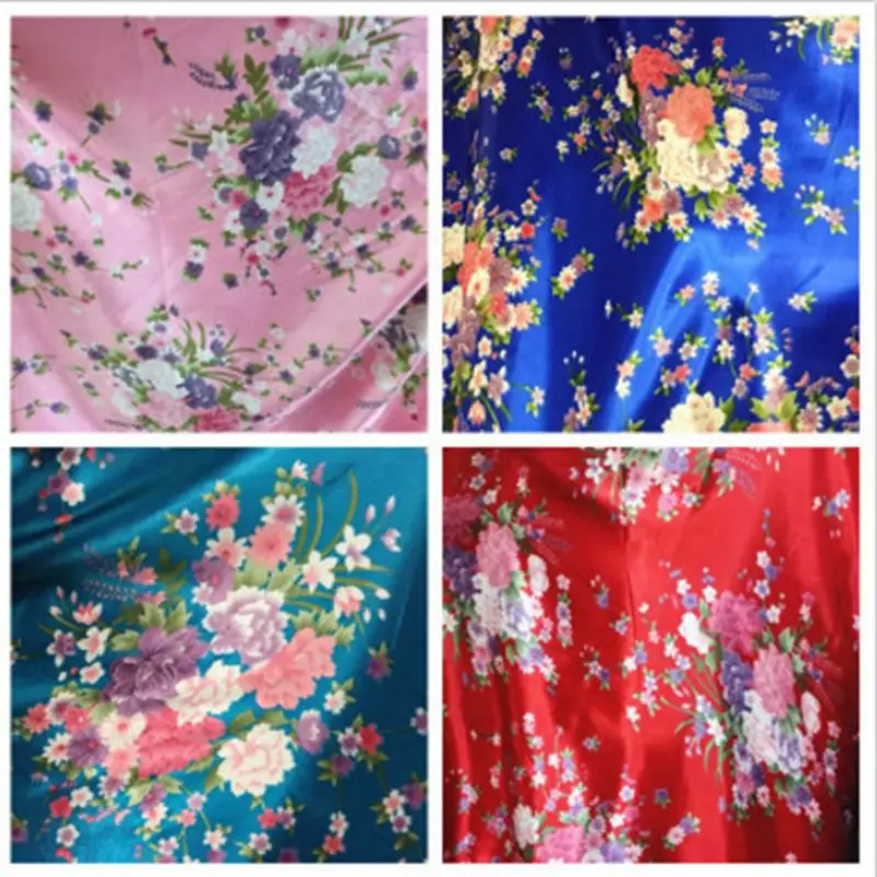 

Vintage printed satin fabric flower pattern satin cloth for sewing women cheongsam or pajamas 100*150cm/piece M87