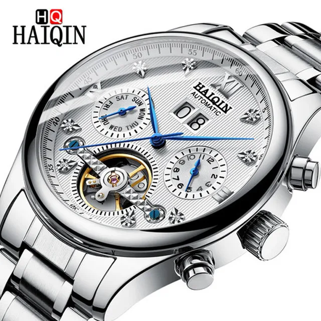 Good Price  2019 HAIQIN Automatic Mechanical Men Watches Bussiness Watch For Men Full Steel Military Waterproof