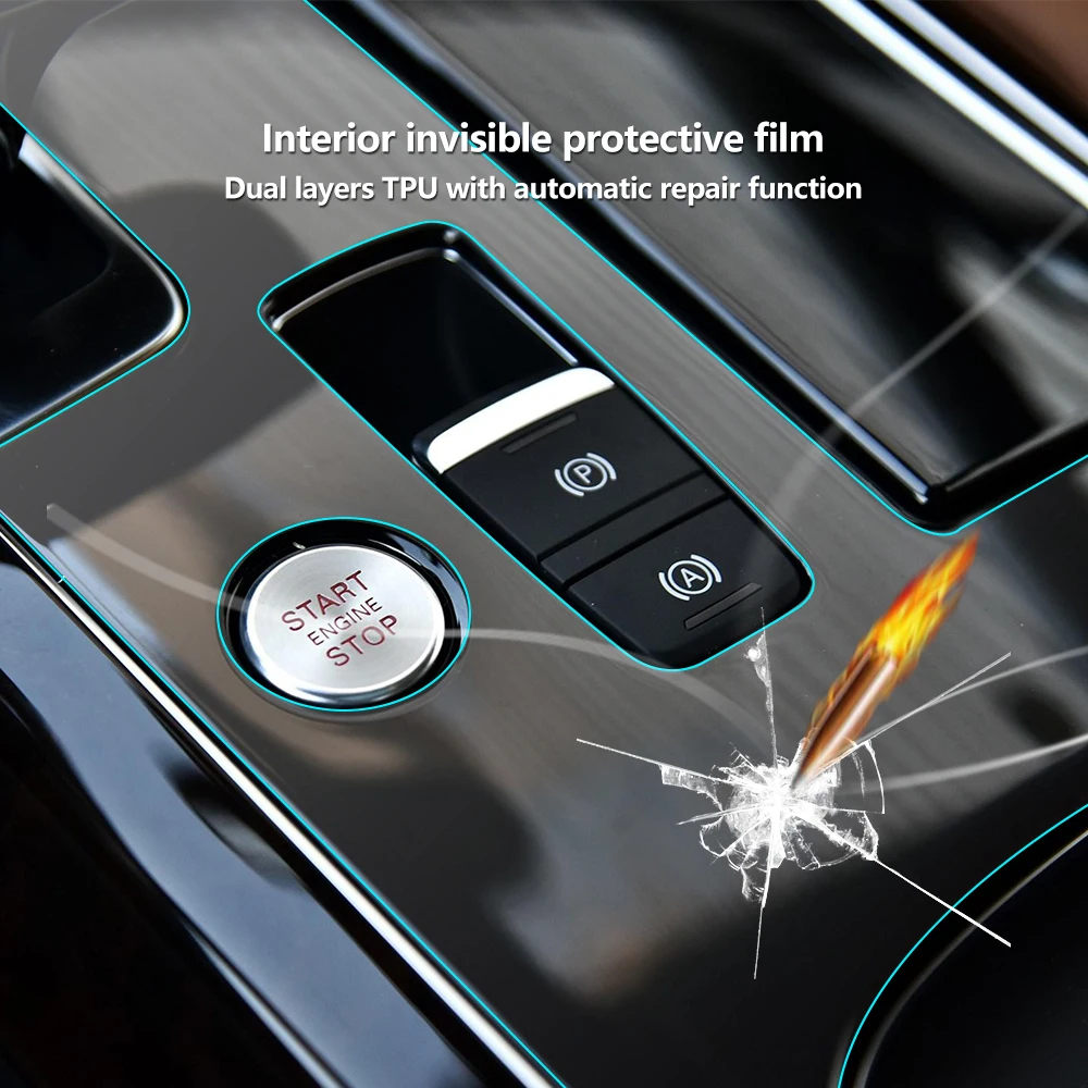 For Audi A8 A8L 2012-2018 Center Control Console Gear Shift Panel Car Interior Invisible Bra Protective Film Car Sticker Decal