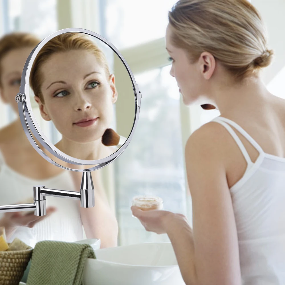 Круглое " Зеркало для ванной, 1X/5X Увеличение, двустороннее настенное регулируемое зеркало для макияжа, поворотное на 360 градусов, зеркало для ванной
