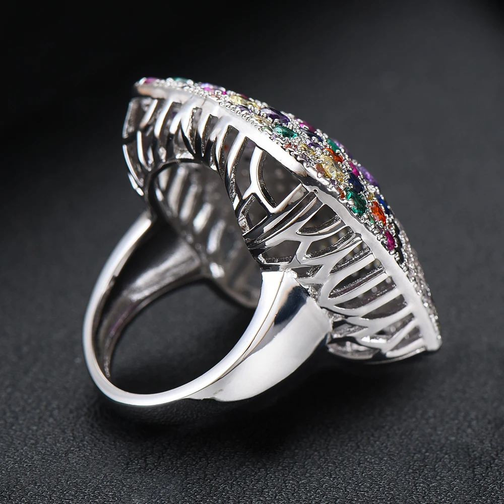 GODKI эксклюзивные облака Дерево жизни красочные CZ стеки кольца для женщин палец кольца Бусины очаровательное кольцо богемный пляж ювелирные изделия