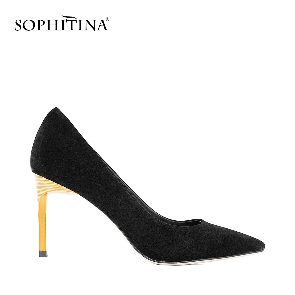 Meilleur SOPHITINA Chaussures Sexy Lady Pompe Haute Qualité Kid Suede Bout Pointu Mince Talons hauts Partie Peu Profonde Chaussures De Mariage Femmes Pompes w01
