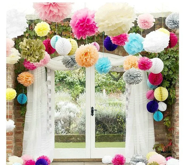 Бумажные помпоны, помпоны, Цветочные шары для свадебного украшения комнаты, вечерние принадлежности, поделки, бумажные цветы