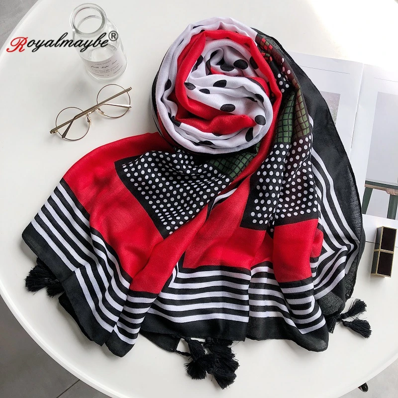 Royalmaybe шарф женский кашемировый осенний европейский и американский стиль цветы красный всесезонные шали и палантины теплые шарфы