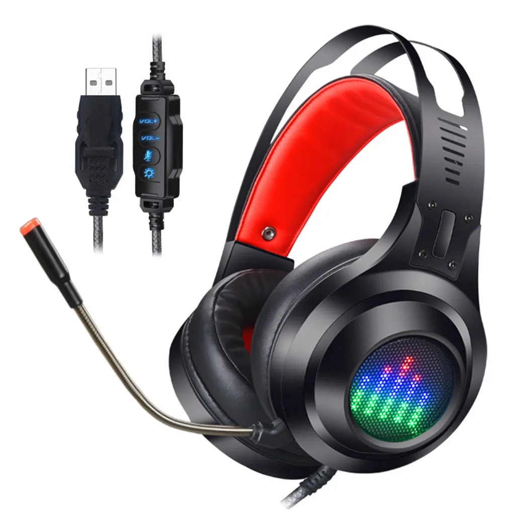 HL G08 USB стерео ПК игровая гарнитура светящиеся проводные наушники микрофон