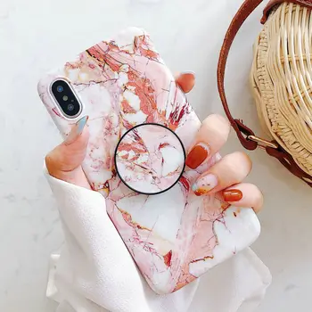 

30pcs/lot For iPhone XS Max XR X IMD TPU GEl Case Marble TPU Case With Stand For iPhone 8 7 6S Plus