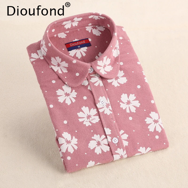

Dioufond Winter Floral Print Cotton Long Sleeve Blouse Warm Shirts Women Casual Autumn Tops Blusas 2017 Plus Size S-5XL