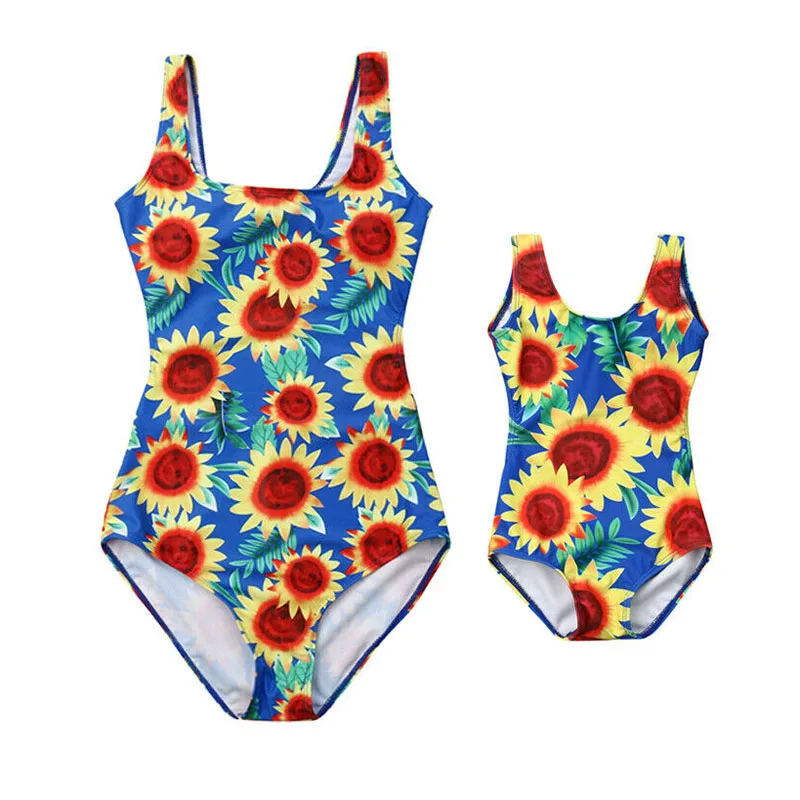 Family Matching Swimwear Mother Daughter Bathing Suit Women Kid Baby