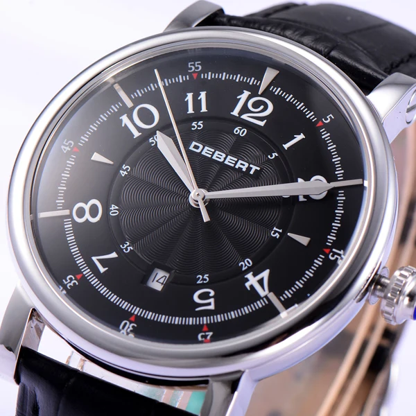 Debert Stainless steel 43mm Black Dial Automatic Mens watch 1835watch