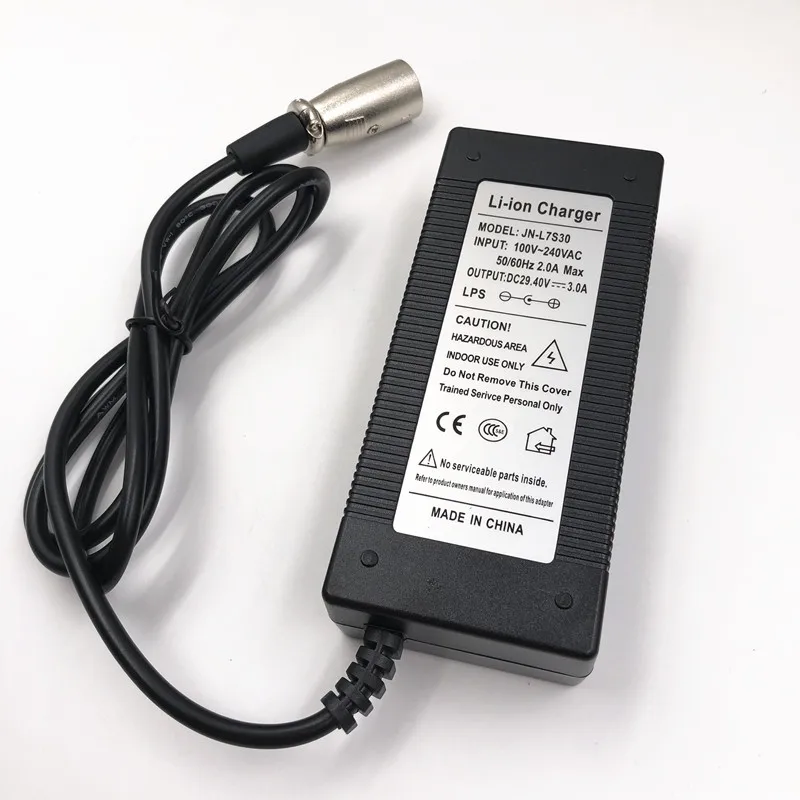 24V аккумулятор для е-байка зарядное устройство 29.4V3A из положить зарядное устройство для литий-ионного аккумулятора 7 серия 25,2 V 25,9 V литиевая батарея зарядное устройство разъём XLR