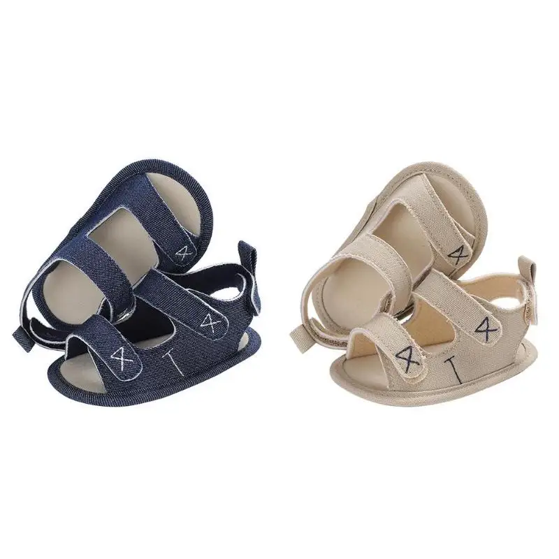 

1Pair Baby Boys Prewalker Sandals Canvas Soft Sole Anti-Slip Sticker Summer Infant Toddler Sandals Shoes For (0-18) Months Baby
