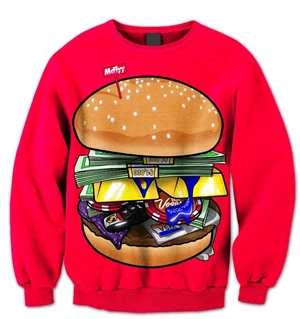 PLstar Космос гамбургер Толстовка Новая мода для мужчин и женщин длинный рукав Верхняя одежда Yummy Burger 3d принт пуловер с круглым вырезом - Цвет: color as the picture