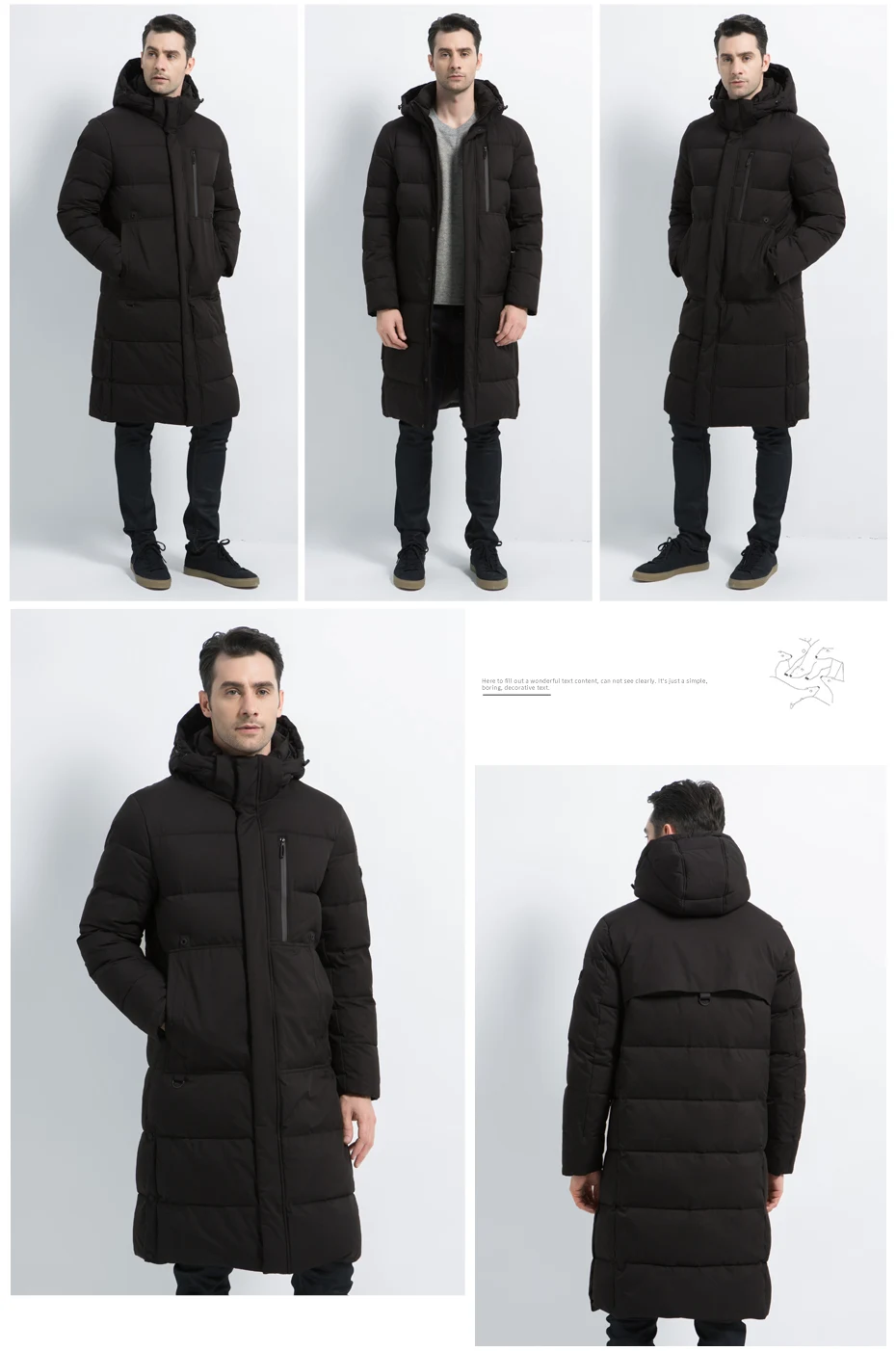 Новинка, мужская зимняя куртка, длинное Мужское пальто на молнии с капюшоном, мужские пальто, высокое качество, Мужская зимняя брендовая одежда MWD19913D