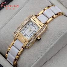 Kimio Relojes de Señoras 2016 Correa Ocasional de La Manera De Cerámica Cuadrados Señoras Analógico Quart Reloj Montre Femme Marca De Reloj Femenina