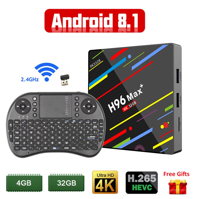 

2019 Smart TV Box Android 9.0 4GB 32GB Rockchip RK3328 1080P H.265 4K Netflix Youtube WiFi Android TV Set Top Box H96 MAX Plus +