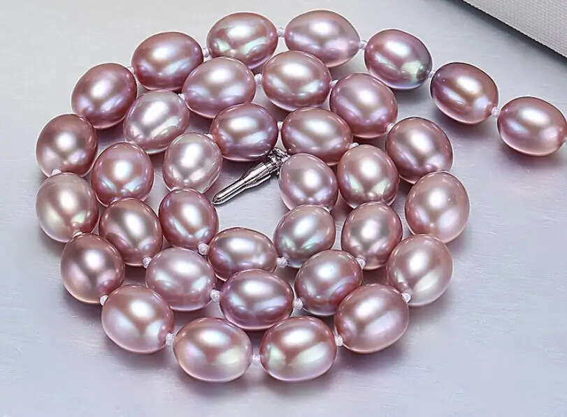 

ELEGANT 11-12MM SOUTH SE BAROQUE LAVENDER PEARL NECKLACE 18INCH 925S