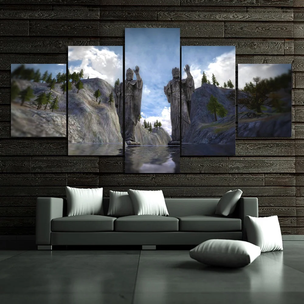 

Poster Art Canvas Painting 5 Panel Statues In Lord Of The Rings Modular Picture Wall For Living Room HD Print