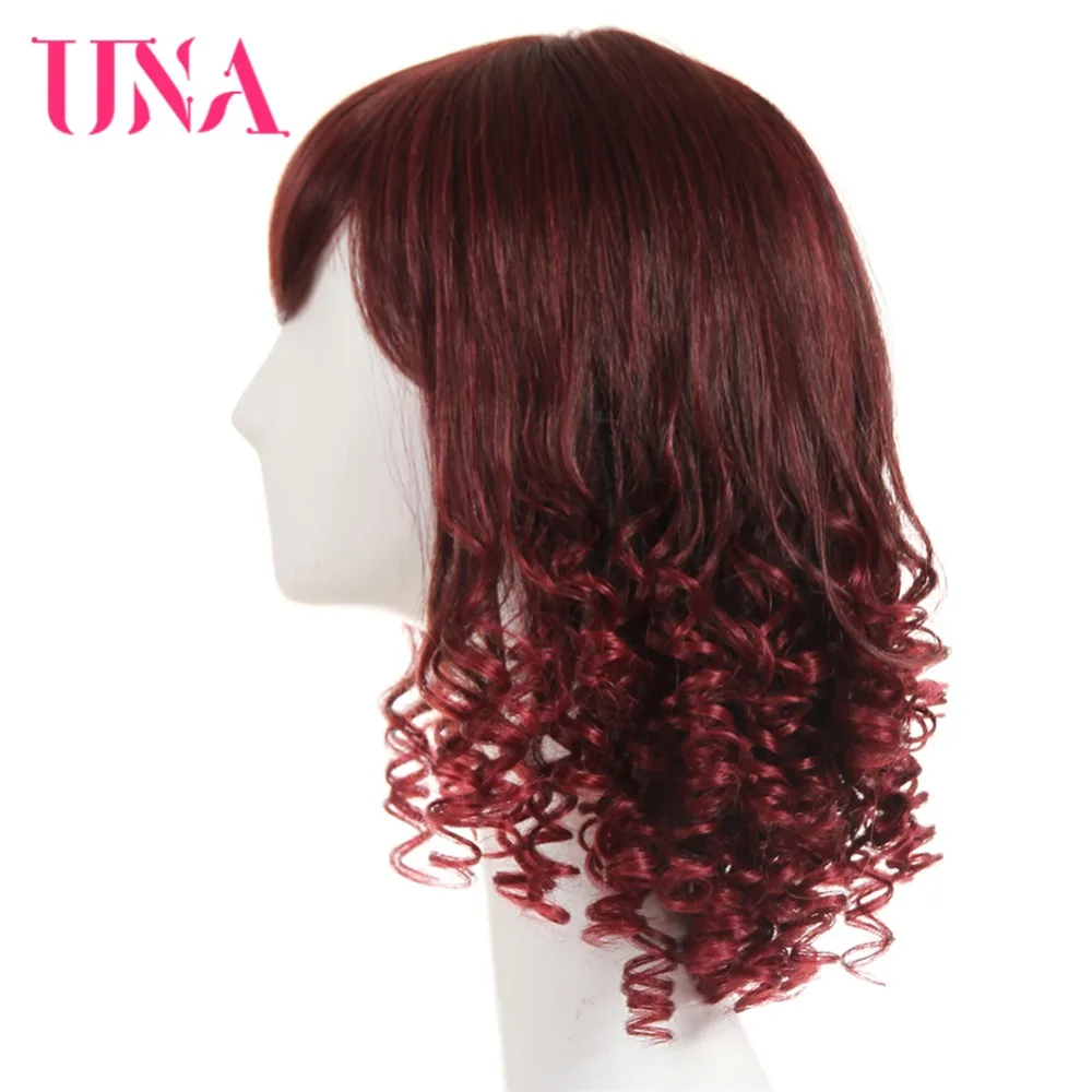UNA Brazilian Funmi Curly Human Hair Wigs Non-Remy Hair 14" Wig Mono Web Top Color #1 #1B #2 #4 #27 #30 #33 #99J #BUG #350 #2/33