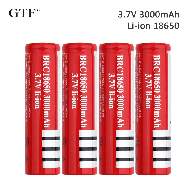 

4pcs 3.7V 3000mah 18650 Battery li-ion Rechargeable Battery for Flashlight rechargeable Battery Portable LED powerbank cr123a