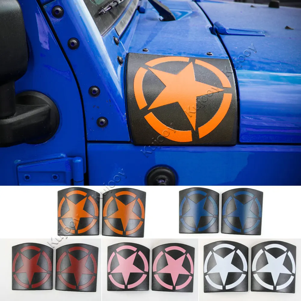 

For Jeep Wrangler 2007-2016 ABS Hoods Angle Wrap Cover Stickers Car Exterior Body Side Engine Cover Protect Styling