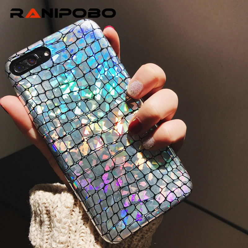 

Luxury leather Phone Case for iPhone 6 6S 7 7Plus Fashion Soft Laser Crocodile Pattern Back Cover Mobile Phone Bags for iPhone6