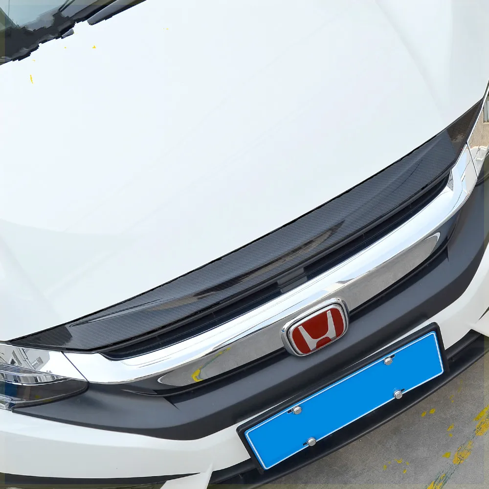 

KOUVI Front Engine Hood Bonnet Grill Lip Molding Cover Trim Car Styling Garnish Protector Fit For Honda Civic Sedan 2016 2017
