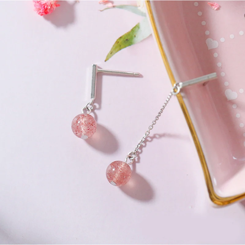 Серьги XIYANIKE с натуральным кристаллом клубники модные милые серьги вкладыши для