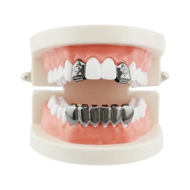 Fashion Gold Teeth Grills Hip hop Single Tooth Clips Top Bottom Grills