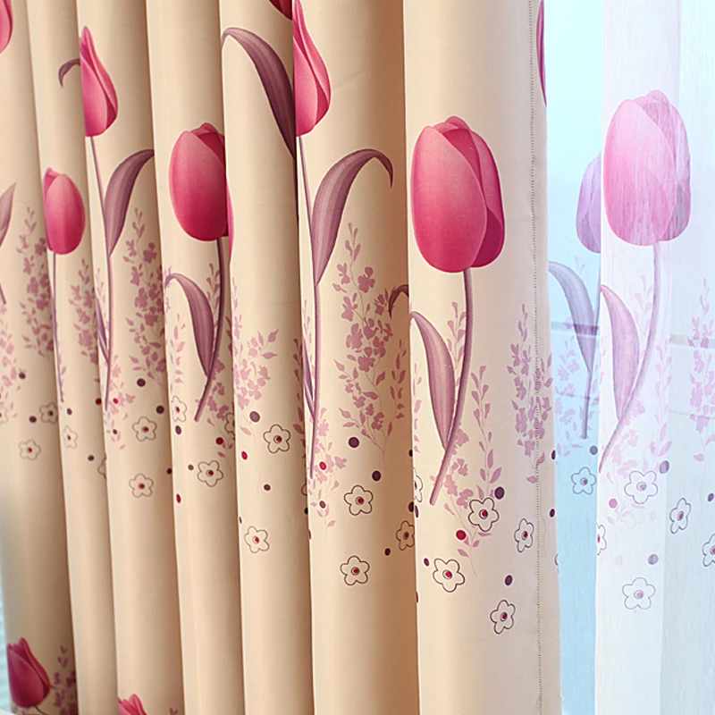 

blackout curtains for living room bedroom flower finished curtains window treatment christmas decorative curtains
