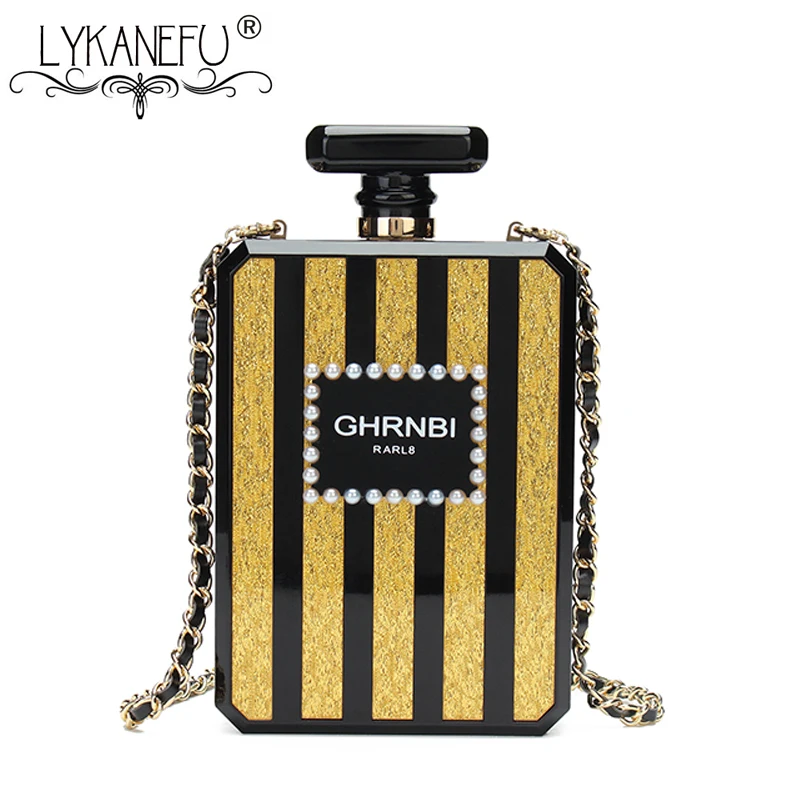 

LYKANEFU Perfume Bottle Hand Bag Designer Evening Bag Clutch Purse Women Bag Day Clutches Ladies With Chain Shoulder Bags Iphone