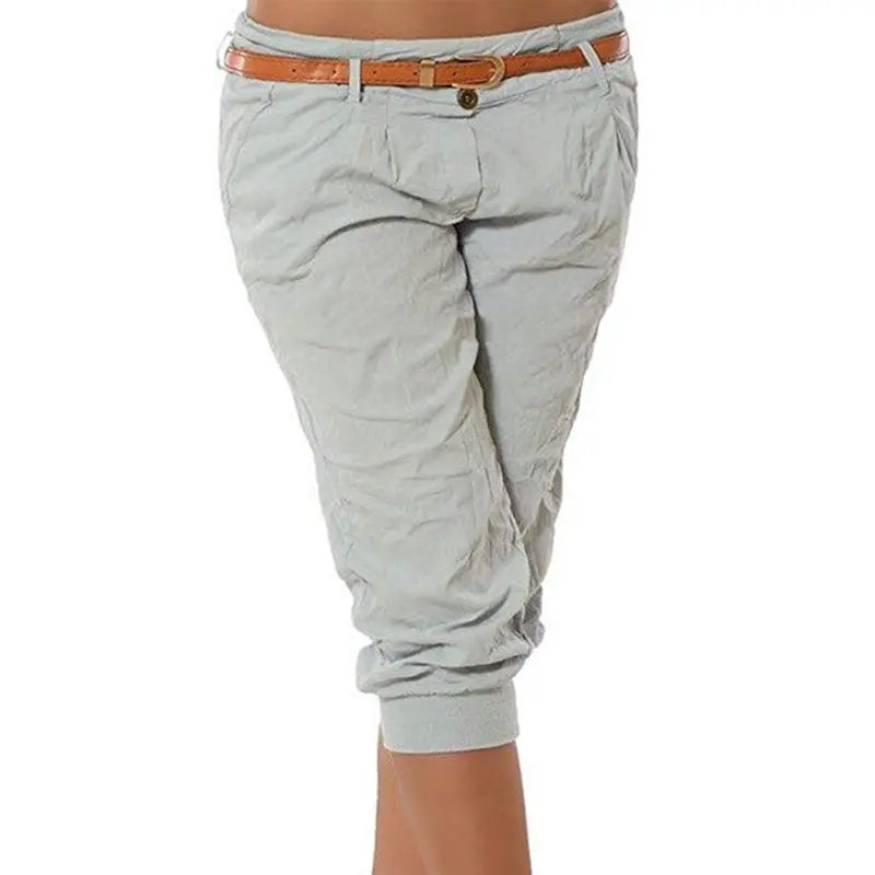 Capri Pants Women Fashion Streetwear Casual Solid 34 Harem Pants Low Waist Slim Black Pencil Pants Clothes Plus Size S-5Xl (1)