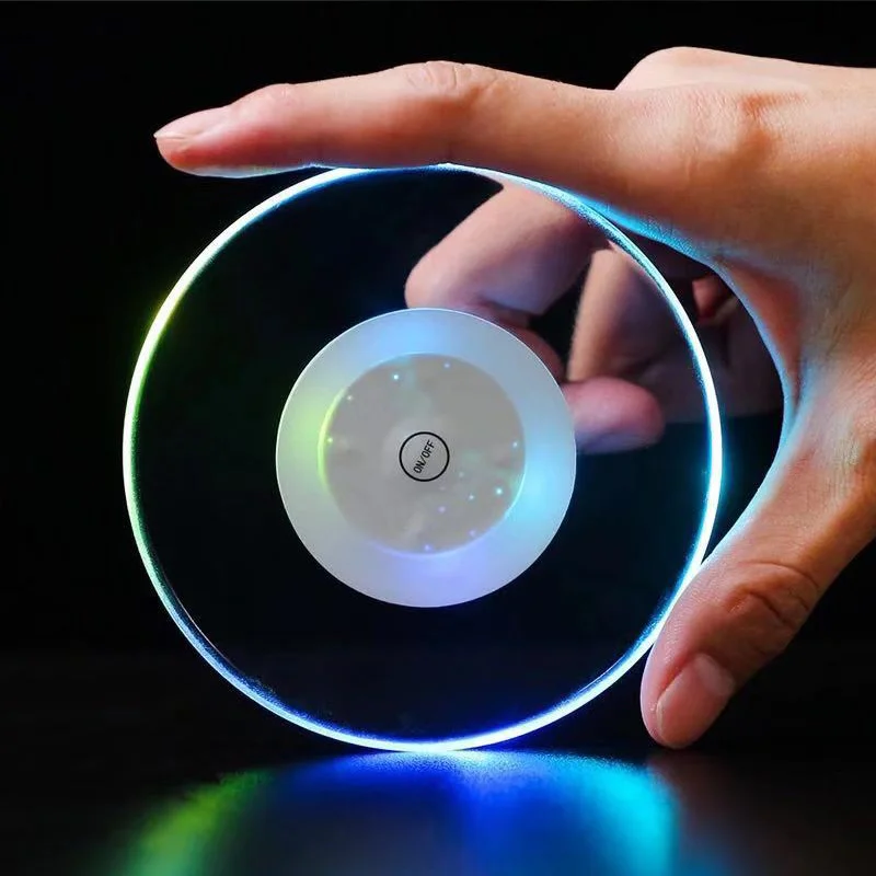 

Hot 1 Pcs LED Coaster Round Bottle Cup Pad Mat Multi Color Ultra-Thin Lighting Up for Drink Coffee FQ-ing