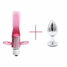YEMA 2PCS/SET Finger Dildo Vibrator Clitoral Stimulate and Small Size Butt/Anal plug Sex Toys for Women and Men