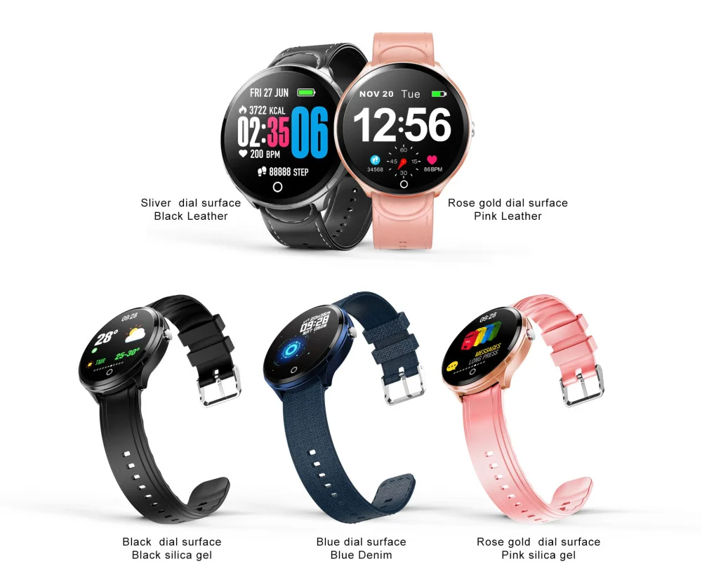 

Waterproof Smart Bracelet Blood Pressure Fitness Tracker Heart Rate Monitor Smart Reminde Round Bluetooth Smartwatch Android IOS