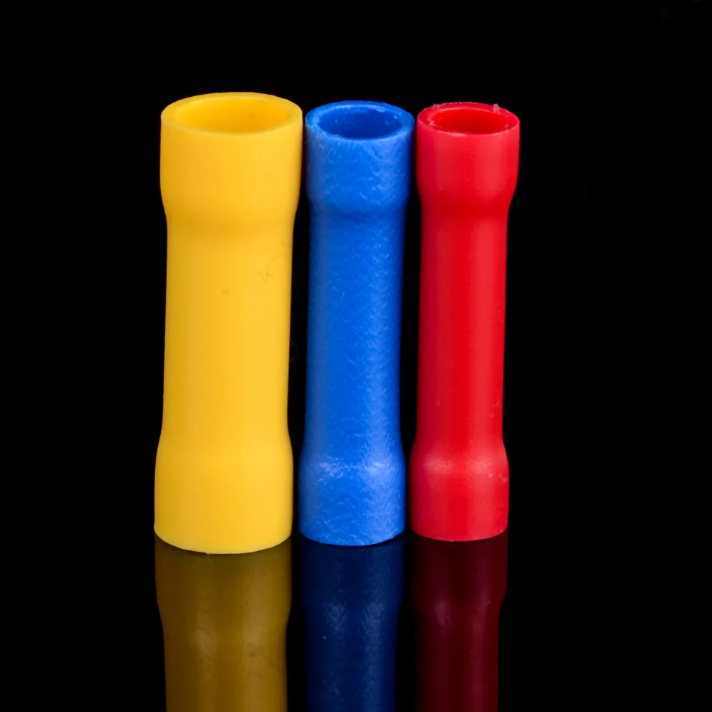 50 шт./лот изолированные прямые стыковые разъемы электрические обжимные клеммы Ассорти комплект красный, синий, желтый