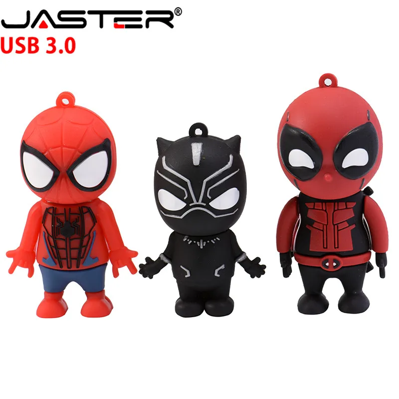 

JASTER Marvel Comics Black Panther Spiderman Deadpool USB 3.0 Pen Drive minions Memory stick pendrive 4GB 8GB 16GB 32GB gift