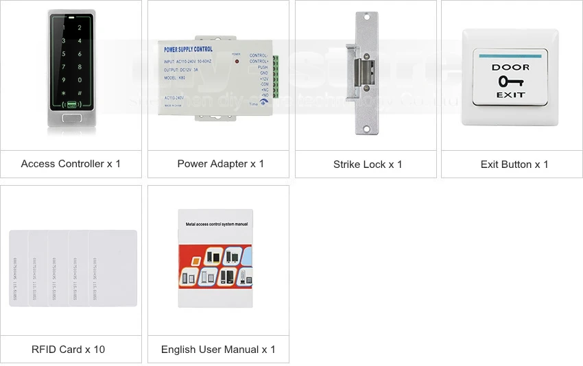 Diysecur 125 кГц RFID считыватель Металл клавиатуры дверей Управление доступом безопасности Системы Kit + Электрический замок Удар