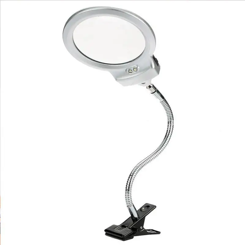 LED Magnifier Clamp Lamp 4X 6X Magnifying Lens Folding Brightness Lighting Adjustable Clip on
