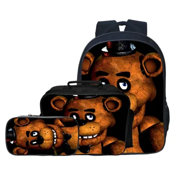 

Fashion 3pcs/set Printing Cartoon Five Night At Freddy Children School Bags Teen Backpacks Kids Baby Boys Schoolbag Girls Bag