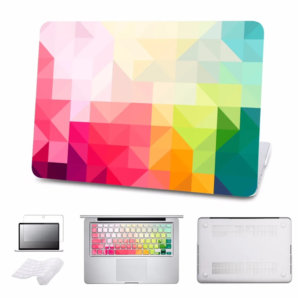 

5 in 1 Bundle Hard Case For Macbook Air 13 With Keyboard Cover For MacBook Air Pro Retina 11 12 13 15 inch Laptop Bag Case