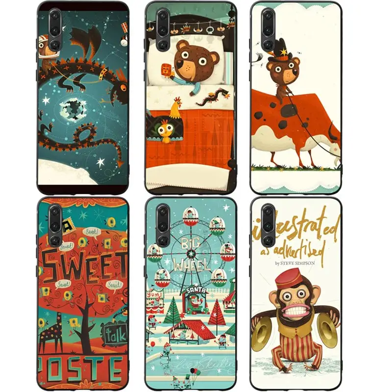 

Cute Bear Monkey Phone Cases Cover for Huawei P30 lite pro nova 3i Cases Huawei Mate 20 lite pro Case P smart 2019 Soft Cases