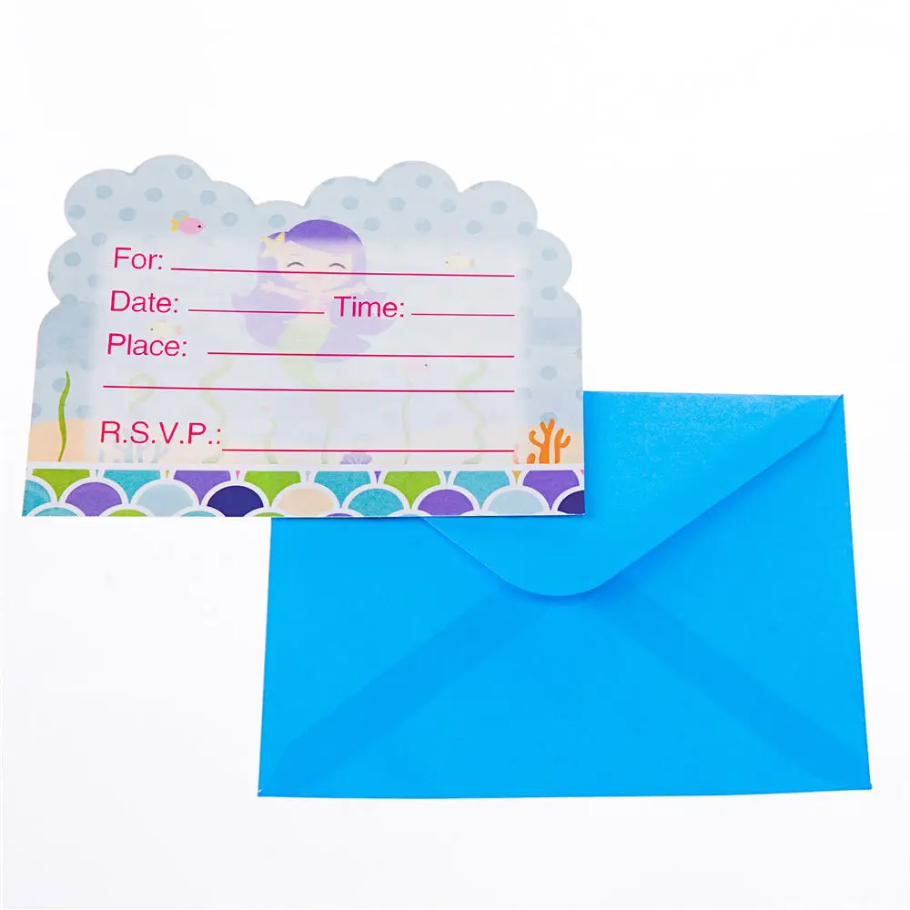 

Little Mermaid Princess birthday party theme cartoon greeting card party invitation card theme event