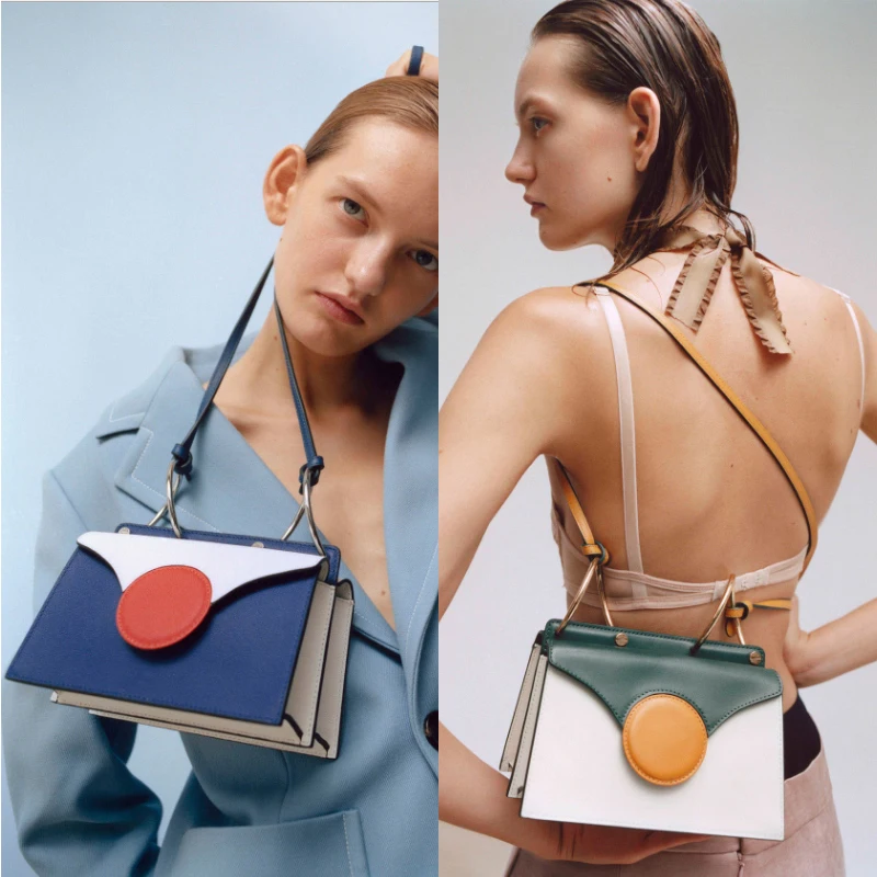 

Buyuwant Genuine leather Shoulder Bags Women Designer Handbags color matching Ring Messenger Bag girl crossbody bag GN-SB-nppsxf