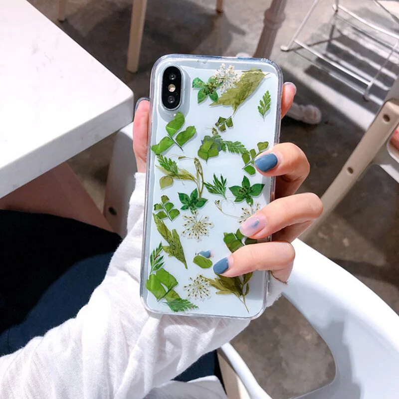 Mayitr Case For iphone 7 8 6 6s plus X XR XS Max Real Dried Pressed Flowers Soft Cover For iPhone XS Max XR X 6 7 8 Plus Fundas