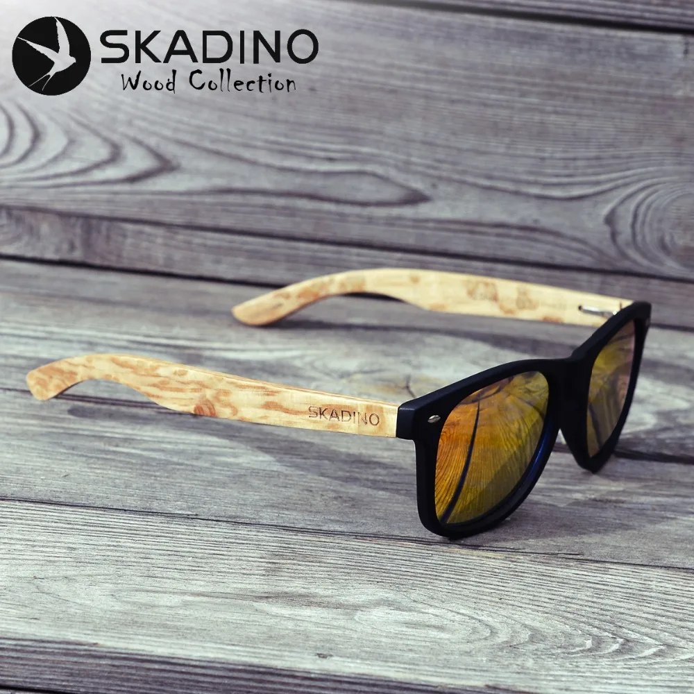Kopen Skadino UV400 Gepolariseerde Beukenhout Zonnebril Fashion Zonnebril Voor Vrouwen Mannen Coated Lens Handgemaakte Merk Cool Gafas De Sol