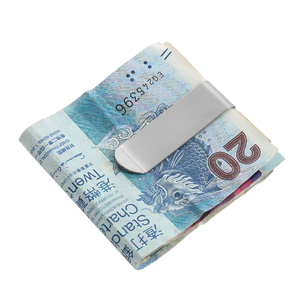 

Fashion Men Money Clip Stainless Steel Slim Mini Cash Clip Portable Purse Wallet Credit Card ID Cash Holder